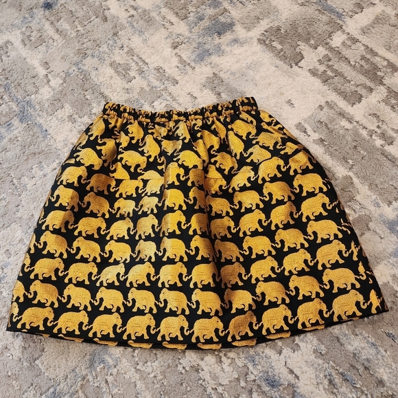 Crewcuts gold black elephants skirt. Kids size 14. - Picture 5 of 13